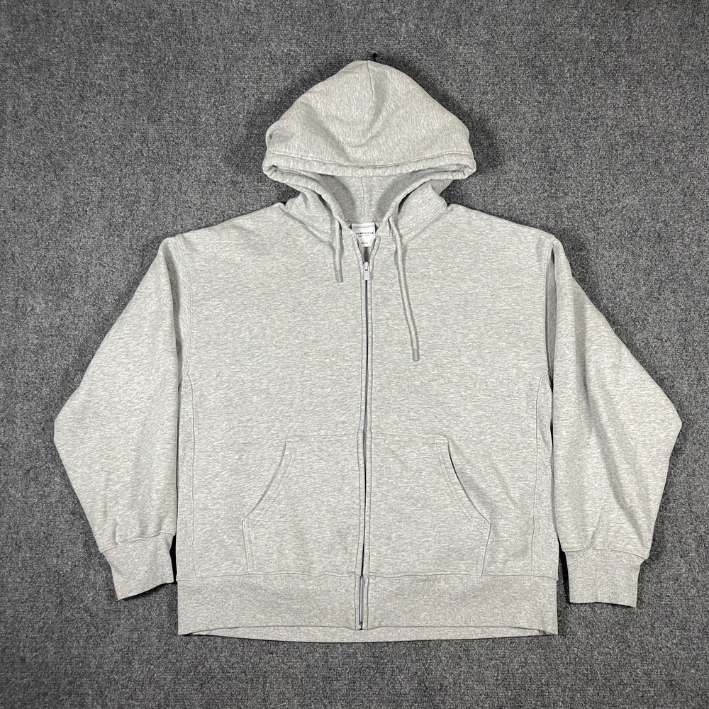 Aritzia Sweatfleece Boyfriend Fit Full Zip Hoodie Jacket Light Gray Size Large